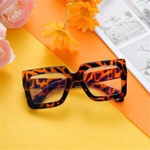 Oversized Square Blue Light Glasses Big Frame Computer Eyewear Animal Print